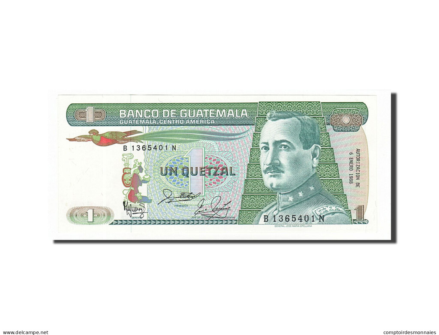 Billet, Guatemala, 1 Quetzal, 1988, 1988-01-06, NEUF - Guatemala