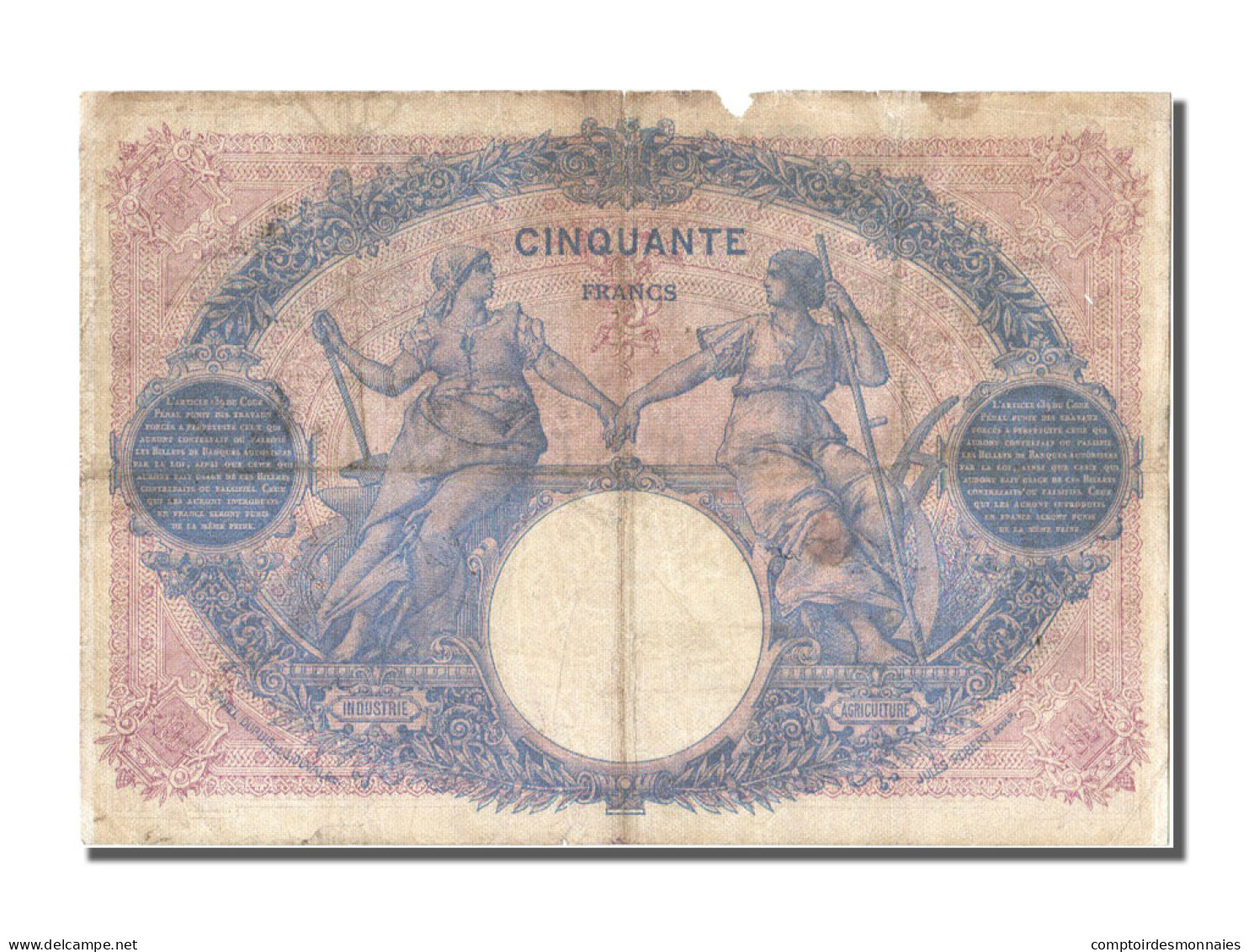 Billet, France, 50 Francs, 50 F 1889-1927 ''Bleu Et Rose'', 1911, 1911-07-05 - 50 F 1889-1927 ''Bleu Et Rose''