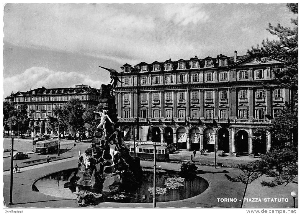 02994 "TORINO - PIAZZA STATUTO" ANIMATA, TRAMWAY, AUTOBUS, AUTO. CART. SPED. 1959 - Places