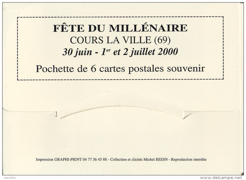 69 COURS LA VILLE - Fête Du Millénaire 2000 - Pochette Grande Rue, Gare, Place République, Winslow Coursiaudine - Cours-la-Ville