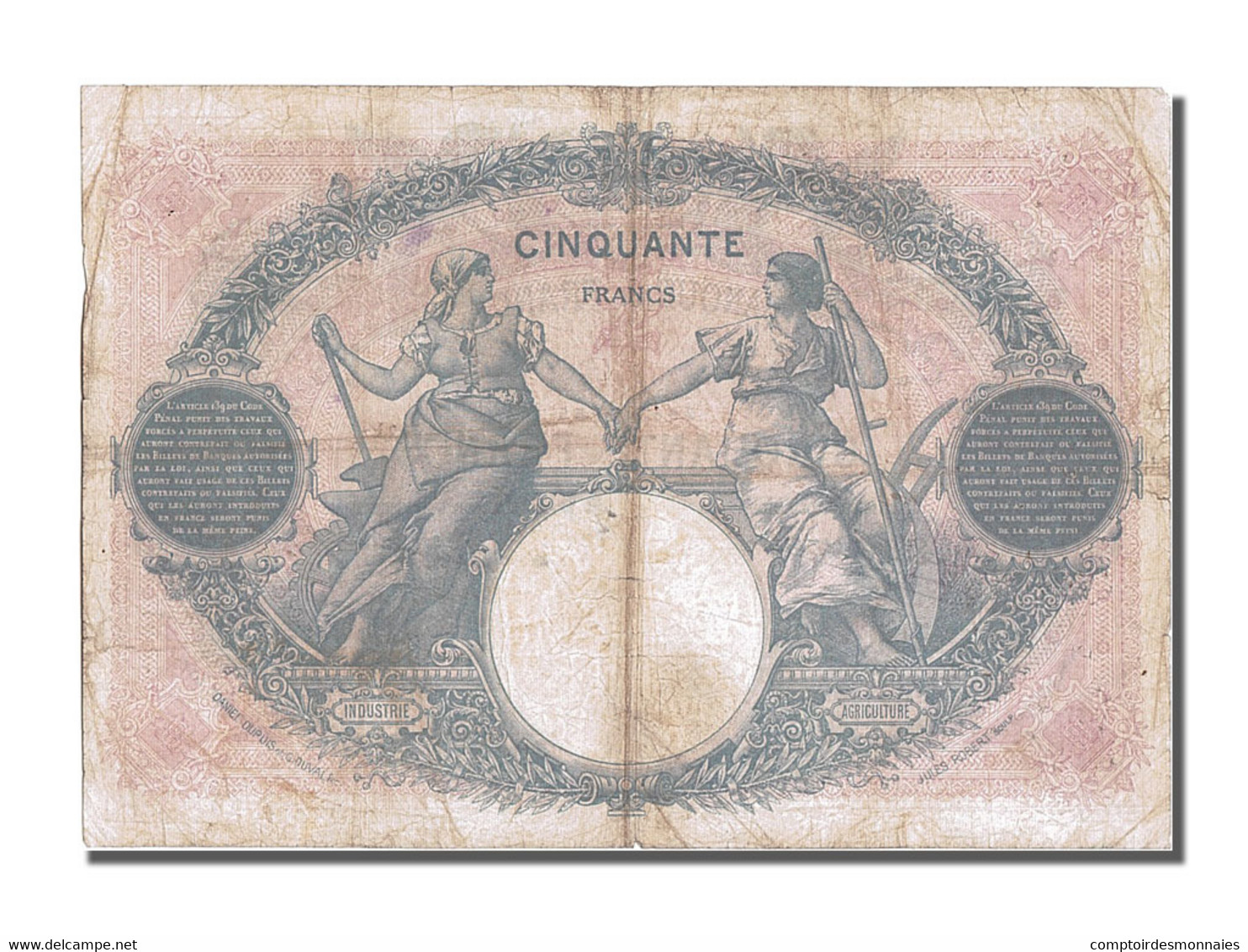Billet, France, 50 Francs, 50 F 1889-1927 ''Bleu Et Rose'', 1926, 1926-07-23 - 50 F 1889-1927 ''Bleu Et Rose''
