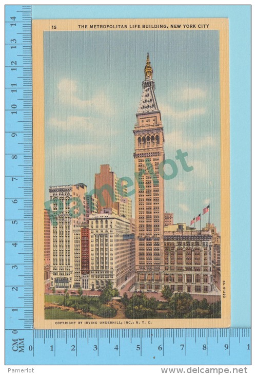 USA New York  ( Metropolitan Life Building New York City )  CPSM Linen Post Card 2 Scans - Other Monuments & Buildings