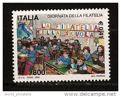 Italie Italia 2001 N° 2518 ** Journée De La Philatélie, Carte, Timbre Sur Timbre, Poisson, Arbre, Ecole, Fleur, Soleil - 2001-10: Ungebraucht