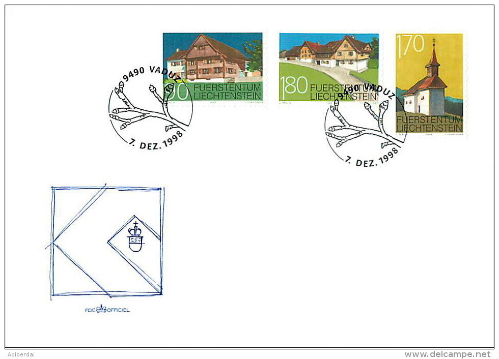 Liechtenstein - 1998 Monuments (unused Serie + FDC ) - Lettres & Documents