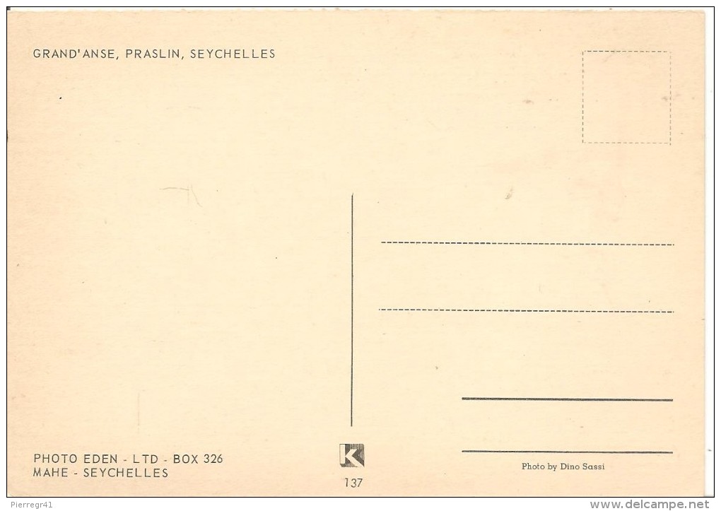 3-CPA-1960-SEYCHELLES-MAYE PLAGE -PRASLIN GRANDE ANSE-et VOILIER-TBE - Seychelles