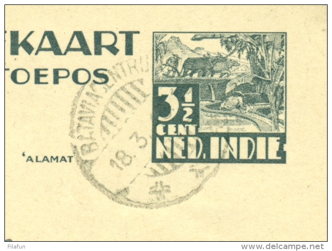 Nederlands Indië - 1949 - 5 Ct Portzegel Op 3,5 Ct Briefkaart - Netherlands Indies