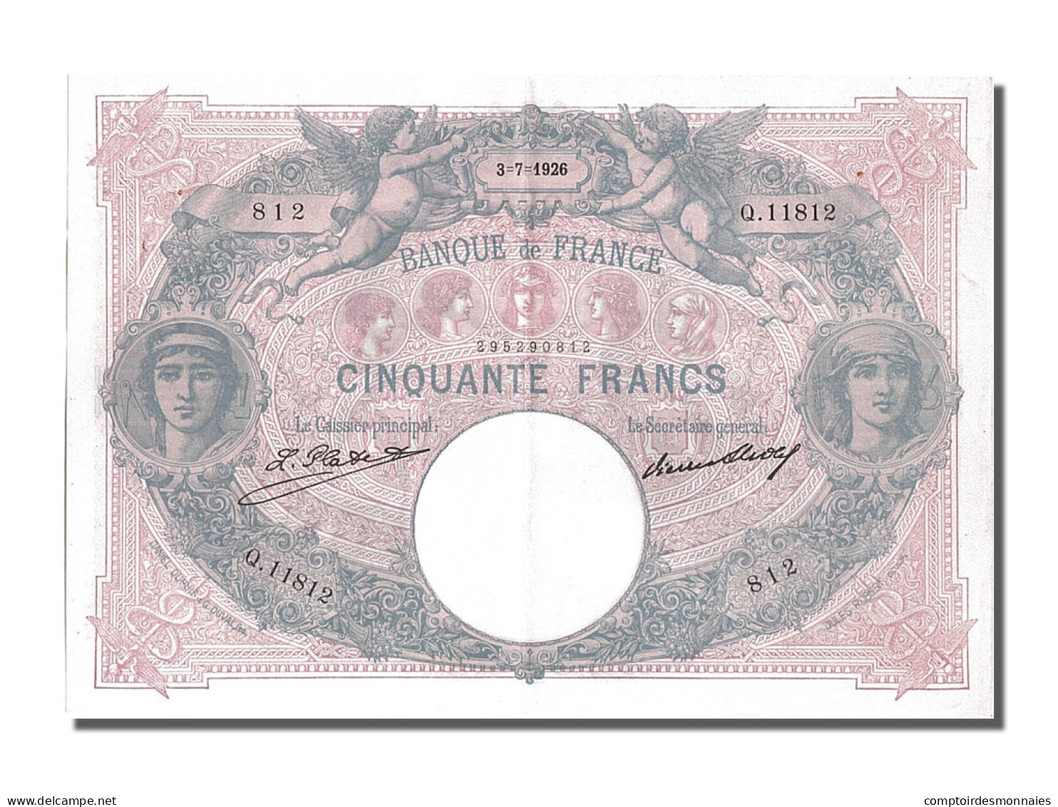 Billet, France, 50 Francs, 50 F 1889-1927 ''Bleu Et Rose'', 1926, 1926-07-03 - 50 F 1889-1927 ''Bleu Et Rose''