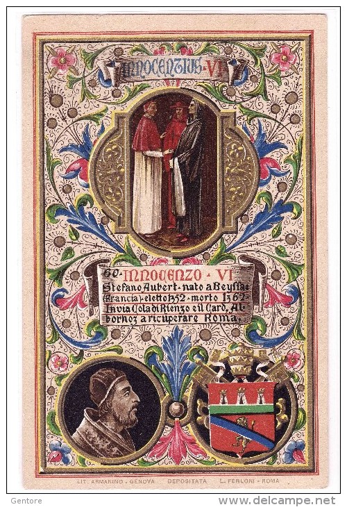 INNOCENZO VI  Lit. Armanino L. Ferloni Very Fine Mint Post Card - Popes