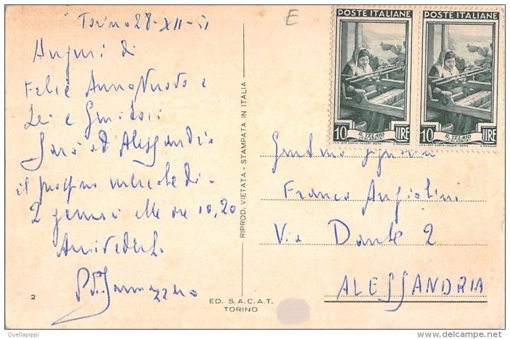 03005 "TORINO - CHIESA GRAN MADRE DI DIO - NOTTURNO"   CART. SPED. 1951 - Églises