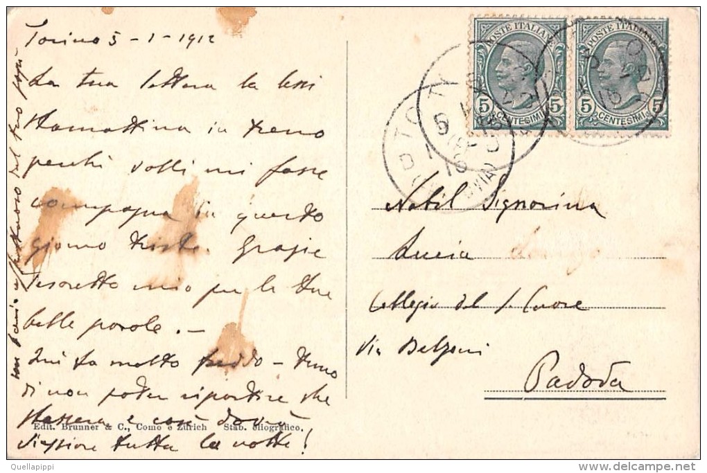 03008 "TORINO - PONTE VITTORIO EMANUELE"  ANIMATA, TRAMWAY.  CART. SPED. 1912 - Bruggen