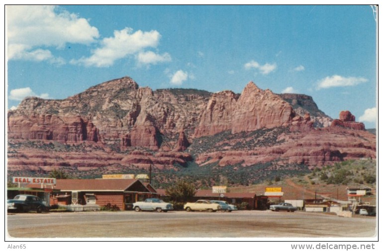 Sedona Arizona Route 66, Motel Auto Stores Real Estate Signs, C1950s Vintage Postcard - Route ''66'