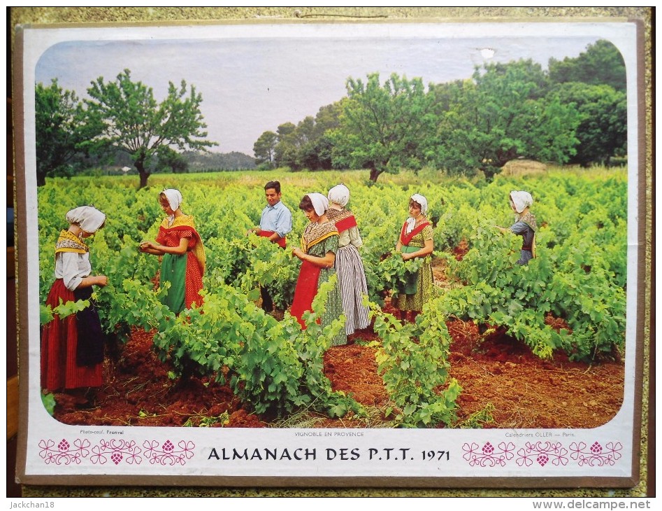 -- ALMANACH DES P.T.T. 1971 OLLER - DOUBLE FACE - VIGNOBLE DE PROVENCE Et LE CROISIC (Loire Atlantique) - Grand Format : 1971-80