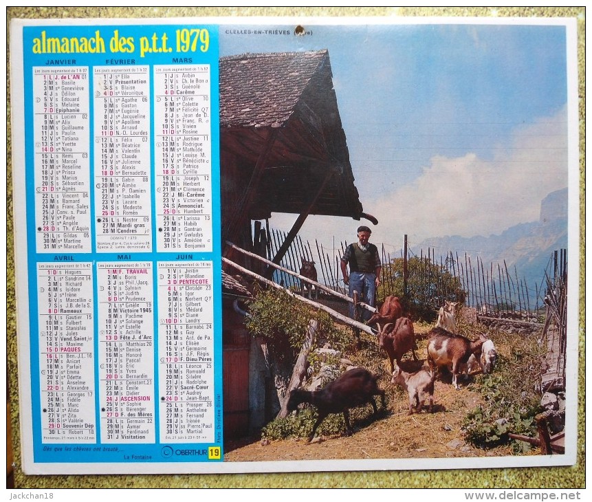 -- ALMANACH DES P.T.T. 1979  OBERTHUR -  DOUBLE FACE - NEVACHE (Hautes-Alpes) -  CLELLES-EN-TRIEVES - Grand Format : 1971-80