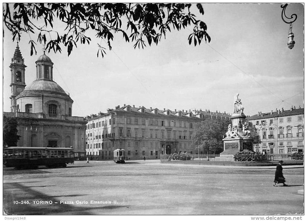 04456 "TORINO  - PIAZZA CARLO EMANUELE II - TRAMWAY N° 7" CART. POST. ILL. ORIG. NON SPEDITA. - Places & Squares