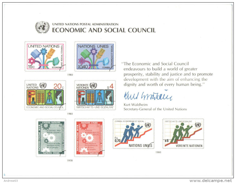 ONU - NAZIONI UNITE - UNITED NATIONS - NATIONS UNIES - 1980 - Souvenir Card - Economic And Social Council - FDC