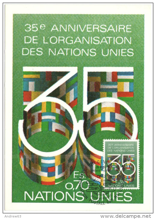 ONU - NAZIONI UNITE - UNITED NATIONS - NATIONS UNIES - 1980 - 35 Years Anniversary - Carte Maximum - Genève - FDC - Maximum Cards