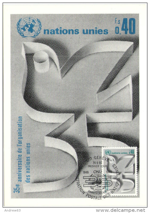 ONU - NAZIONI UNITE - UNITED NATIONS - NATIONS UNIES - 1980 - 35 Years Anniversary - Carte Maximum - Genève - FDC - Cartes-maximum