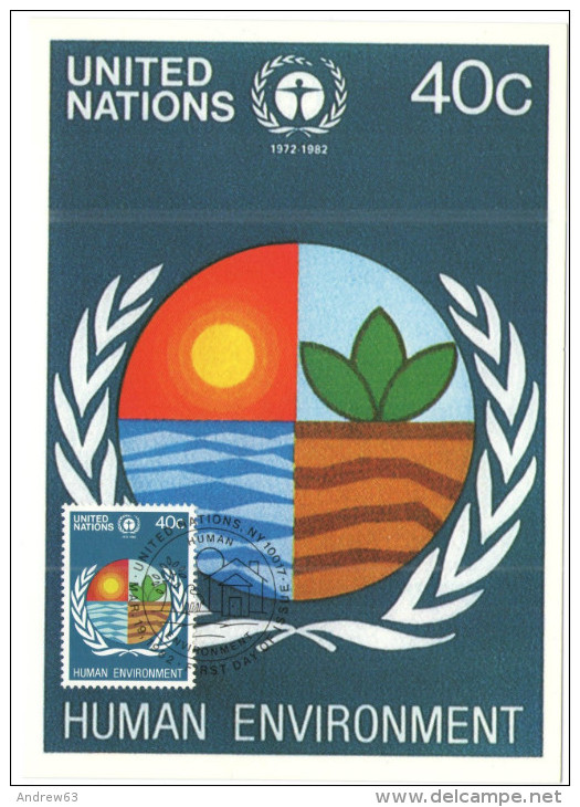 ONU - NAZIONI UNITE - UNITED NATIONS - NATIONS UNIES - 1982 - Human Environment - Carte Maximum - New York - FDC - Tarjetas – Máxima