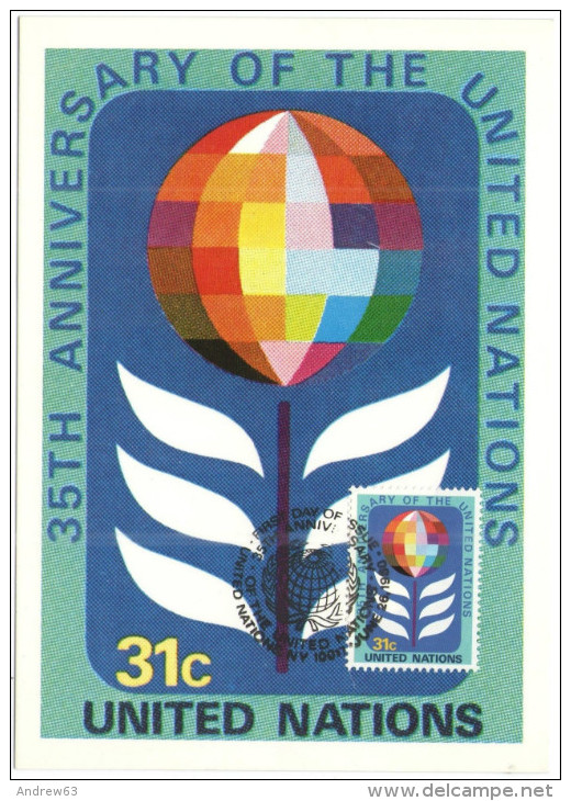 ONU - NAZIONI UNITE - UNITED NATIONS - NATIONS UNIES - 1980 - 35 Years Anniversary - Carte Maximum - New York - FDC - Maximumkaarten