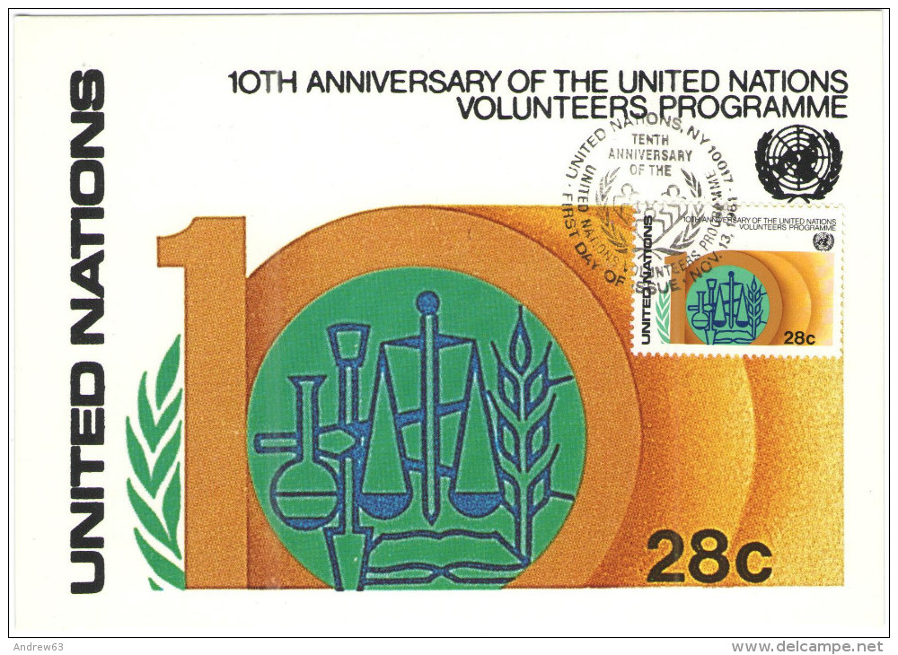 ONU - NAZIONI UNITE - UNITED NATIONS - NATIONS UNIES - 1981 - Dixième Anniversaire Du Programme Des Volontaires - Car... - Maximumkaarten