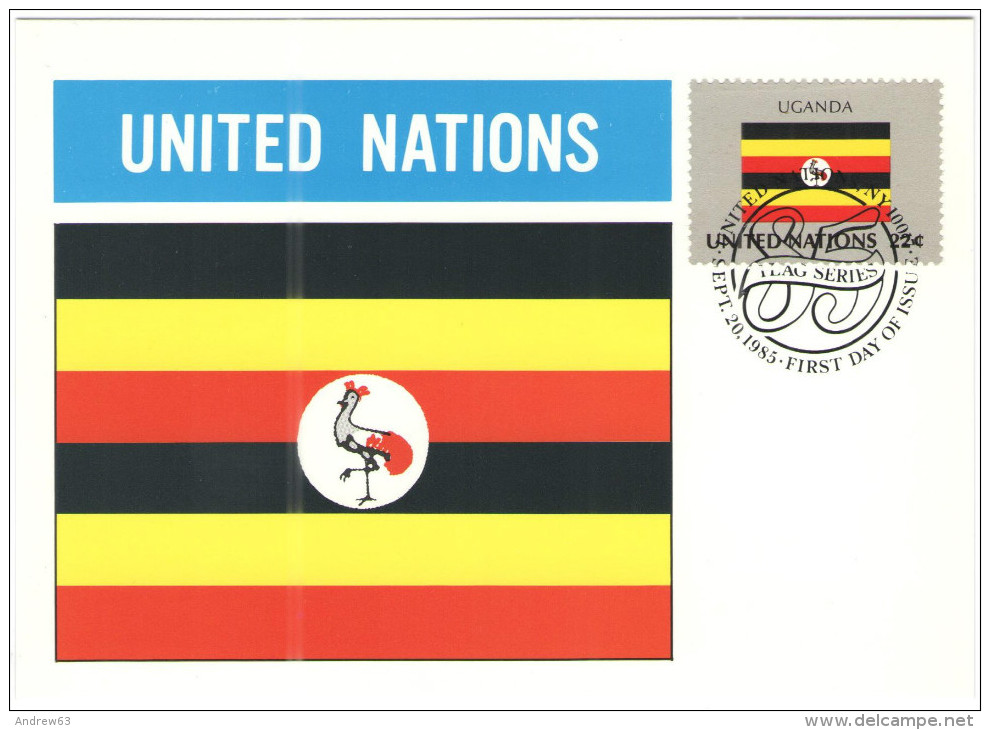 ONU - NAZIONI UNITE - UNITED NATIONS - NATIONS UNIES - 1985 - Flag Series, Uganda - New York - FDC - Cartes-maximum