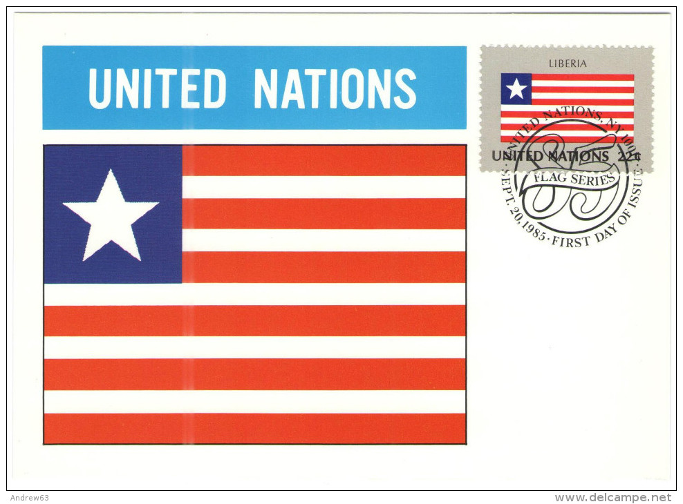 ONU - NAZIONI UNITE - UNITED NATIONS - NATIONS UNIES - 1985 - Flag Series, Liberia - New York - FDC - Cartoline Maximum
