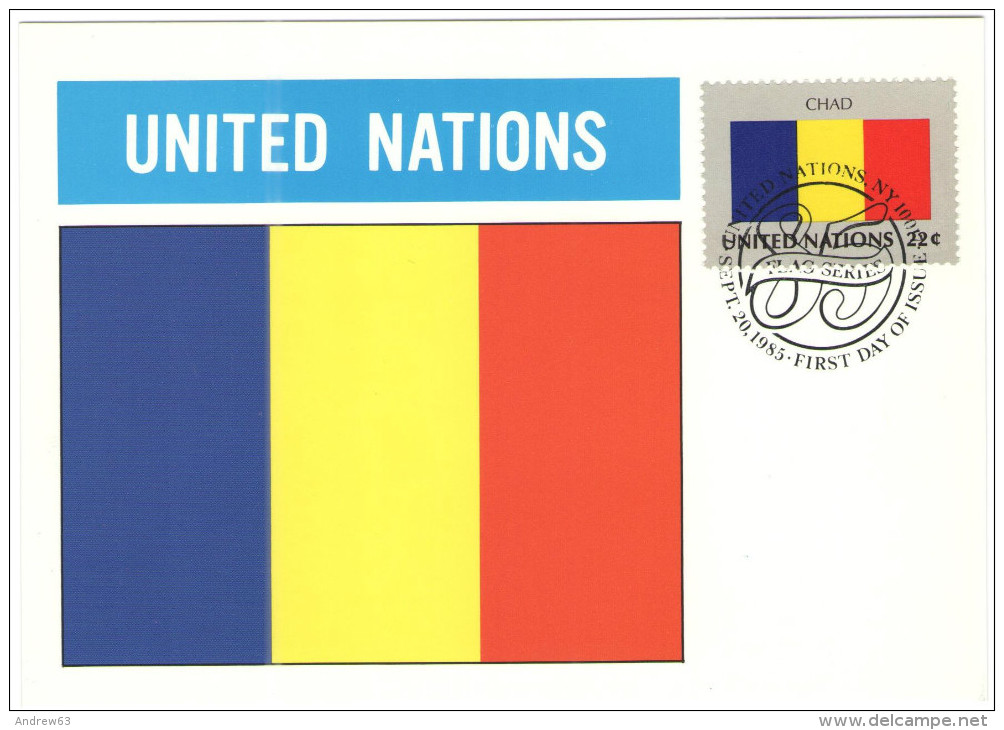 ONU - NAZIONI UNITE - UNITED NATIONS - NATIONS UNIES - 1985 - Flag Series, Chad - New York - FDC - Cartoline Maximum