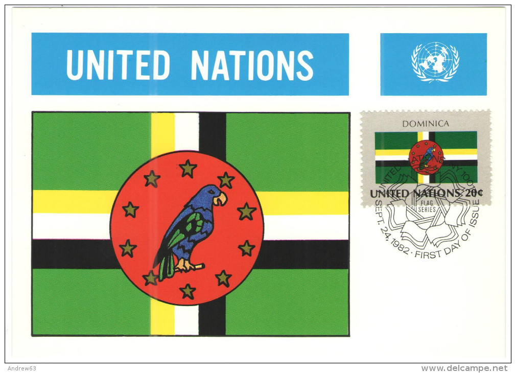 ONU - NAZIONI UNITE - UNITED NATIONS - NATIONS UNIES - 1982 - Flag Series, Dominica - New York - FDC - Maximum Cards