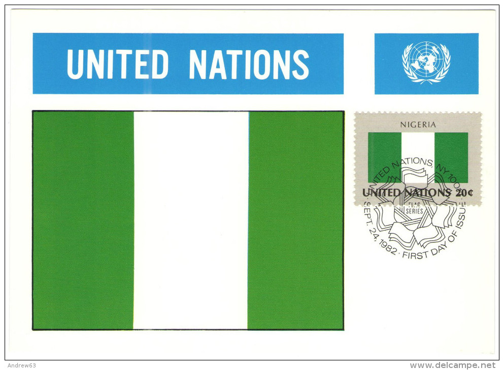 ONU - NAZIONI UNITE - UNITED NATIONS - NATIONS UNIES - 1982 - Flag Series, Nigeria - New York - FDC - Maximumkaarten