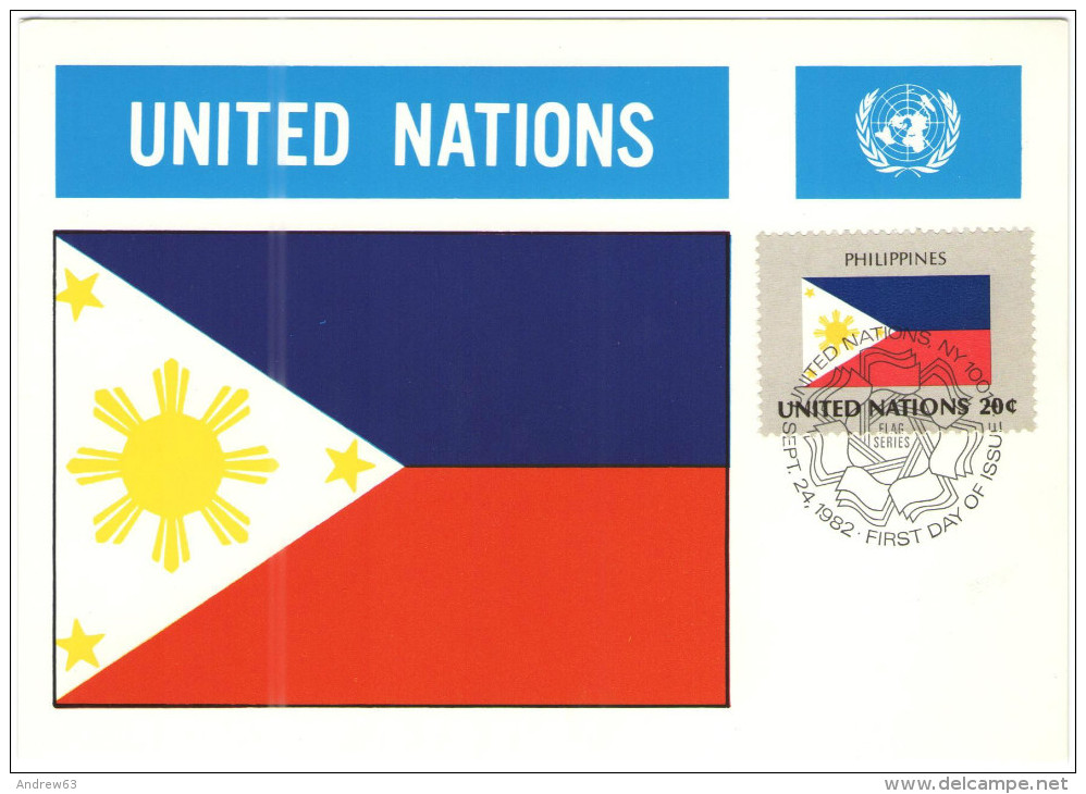 ONU - NAZIONI UNITE - UNITED NATIONS - NATIONS UNIES - 1982 - Flag Series, Philippines - New York - FDC - Maximum Cards
