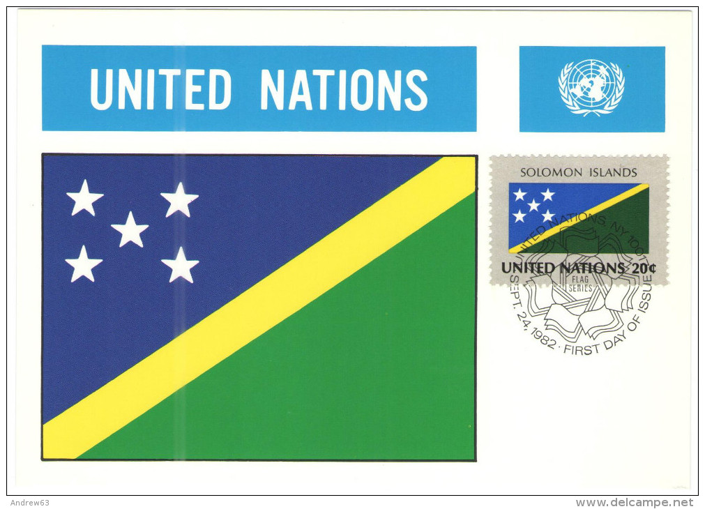 ONU - NAZIONI UNITE - UNITED NATIONS - NATIONS UNIES - 1982 - Flag Series, Solomon Islands - New York - FDC - Cartes-maximum