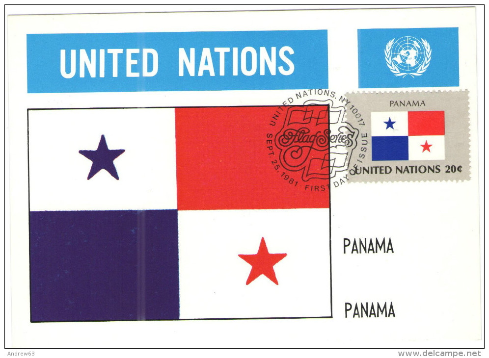 ONU - NAZIONI UNITE - UNITED NATIONS - NATIONS UNIES - 1981 - Flag Series, Panama - New York - FDC - Cartes-maximum