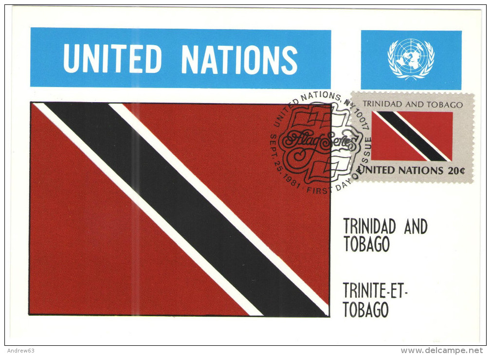 ONU - NAZIONI UNITE - UNITED NATIONS - NATIONS UNIES - 1981 - Flag Series, Trinidad And Tobago - New York - FDC - Cartes-maximum