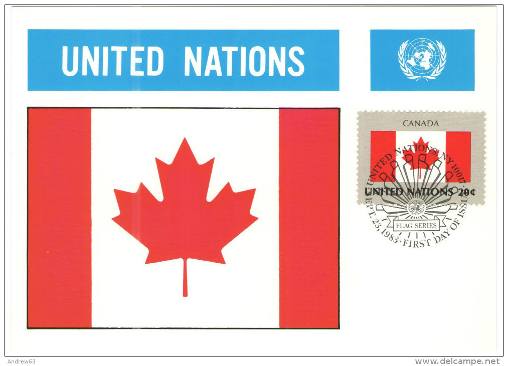 ONU - NAZIONI UNITE - UNITED NATIONS - NATIONS UNIES - 1983 - Flag Series, Canada - New York - FDC - Tarjetas – Máxima