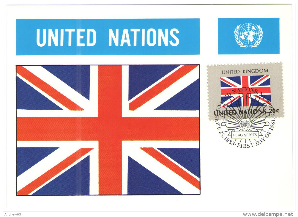 ONU - NAZIONI UNITE - UNITED NATIONS - NATIONS UNIES - 1983 - Flag Series, United Kingdom - New York - FDC - Maximum Cards