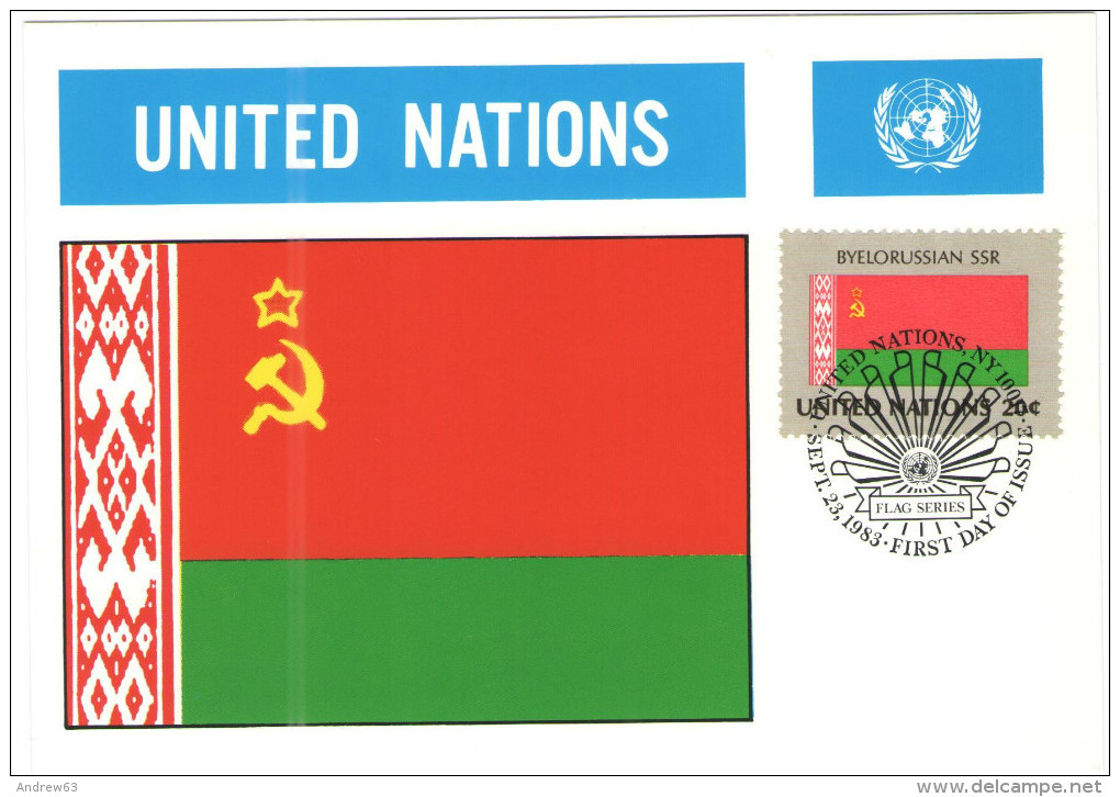 ONU - NAZIONI UNITE - UNITED NATIONS - NATIONS UNIES - 1983 - Flag Series, Byelorussian SSR - New York - FDC - Tarjetas – Máxima