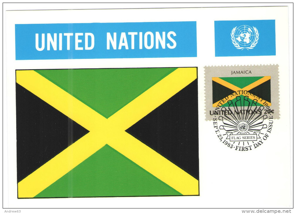 ONU - NAZIONI UNITE - UNITED NATIONS - NATIONS UNIES - 1983 - Flag Series, Jamaica - New York - FDC - Cartoline Maximum