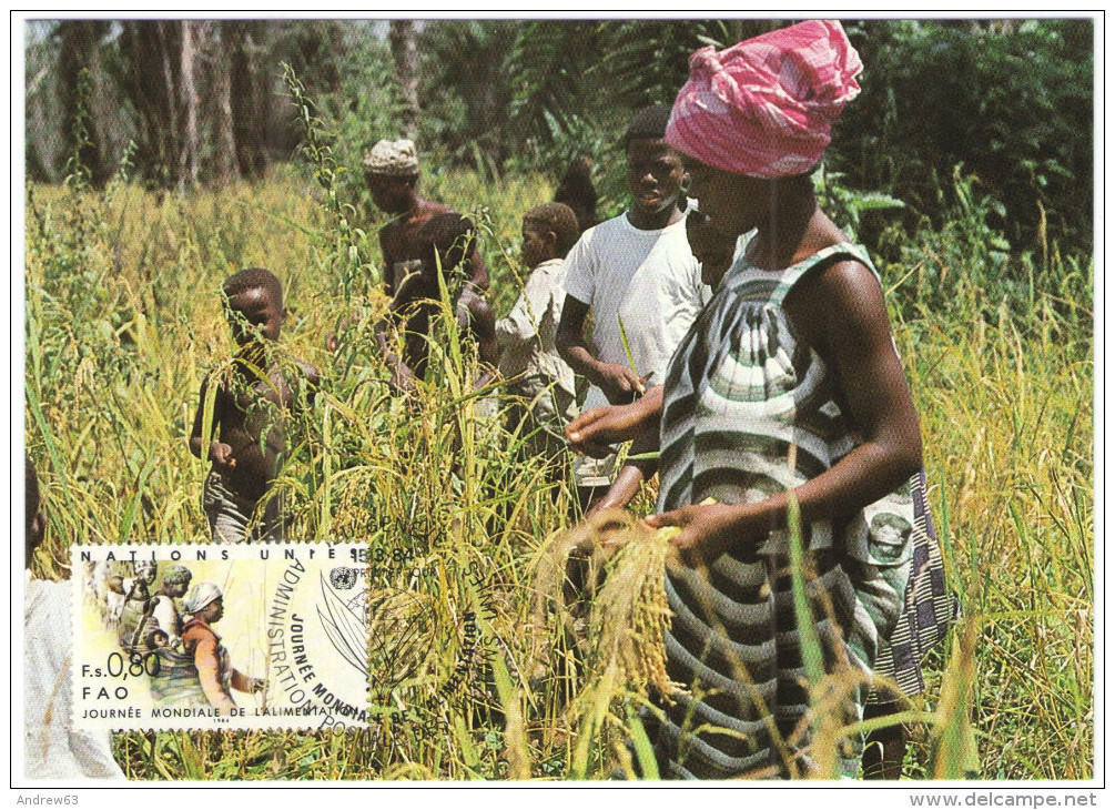 ONU - NAZIONI UNITE - UNITED NATIONS - NATIONS UNIES - 1984 - FAO-Journée Mondiale De L'alimentation - Carte Maximum ... - Maximum Cards