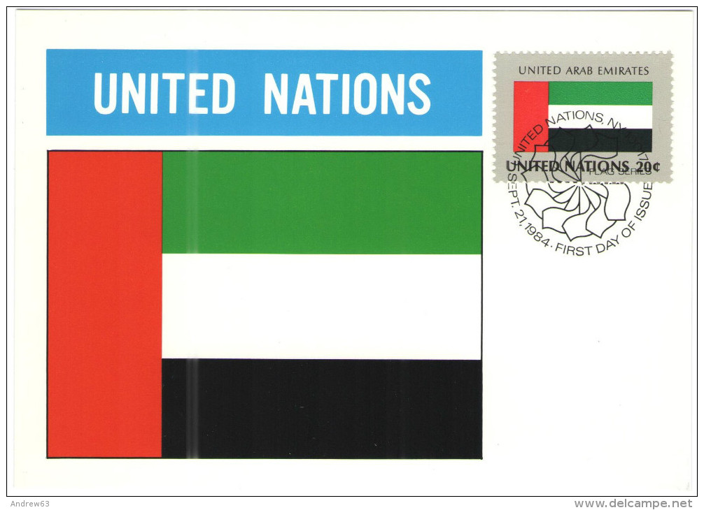 ONU - NAZIONI UNITE - UNITED NATIONS - NATIONS UNIES - 1984 - Flag Series, United Arab Emirates - New York - FDC - Cartoline Maximum