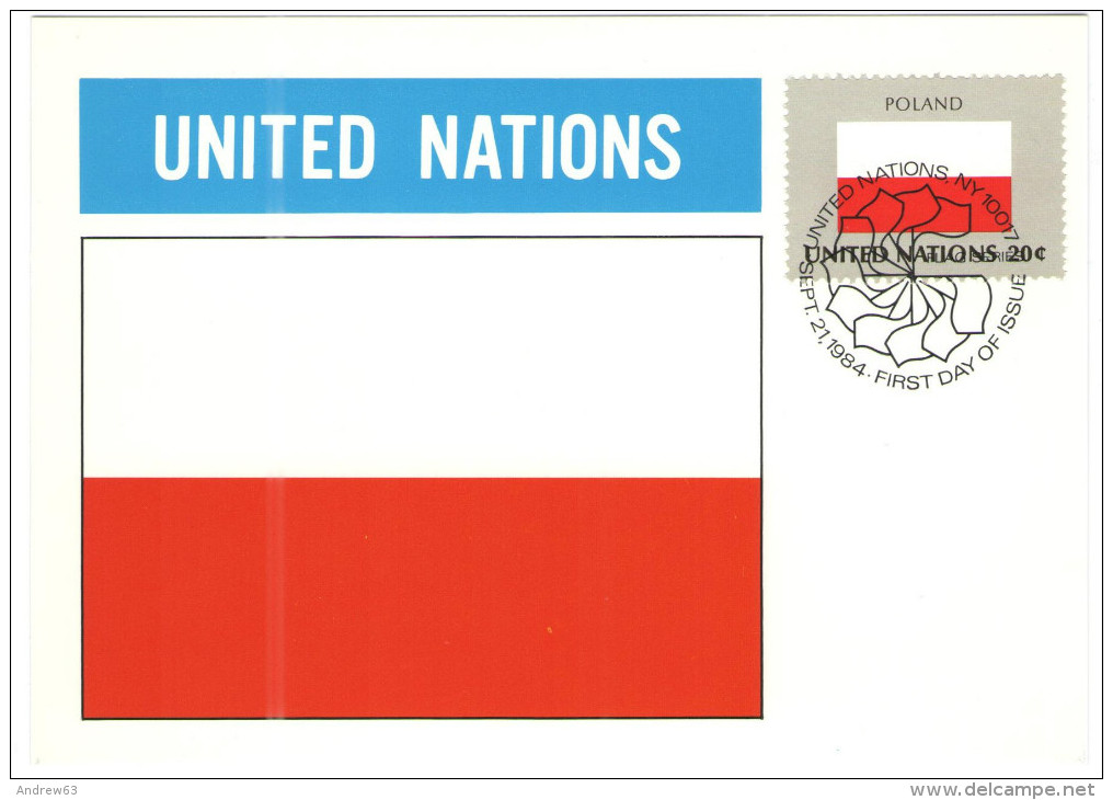 ONU - NAZIONI UNITE - UNITED NATIONS - NATIONS UNIES - 1984 - Flag Series, Poland - New York - FDC - Cartoline Maximum