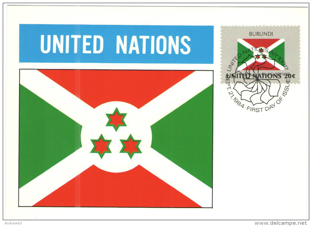 ONU - NAZIONI UNITE - UNITED NATIONS - NATIONS UNIES - 1984 - Flag Series, Burundi - New York - FDC - Cartoline Maximum