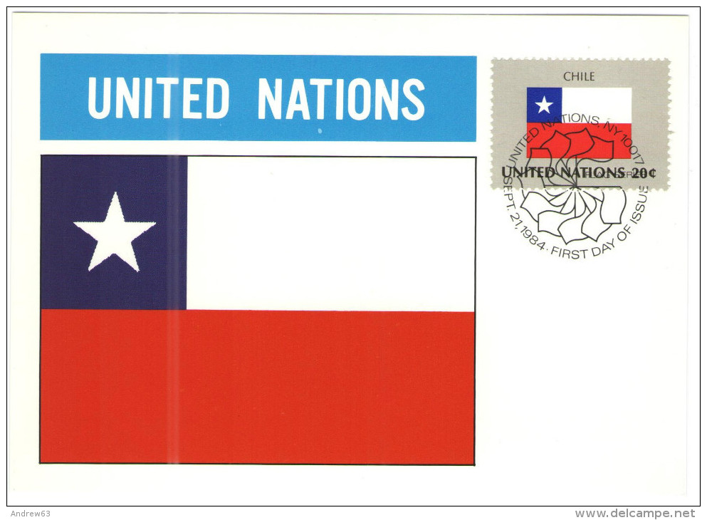 ONU - NAZIONI UNITE - UNITED NATIONS - NATIONS UNIES - 1984 - Flag Series, Chile - New York - FDC - Cartoline Maximum