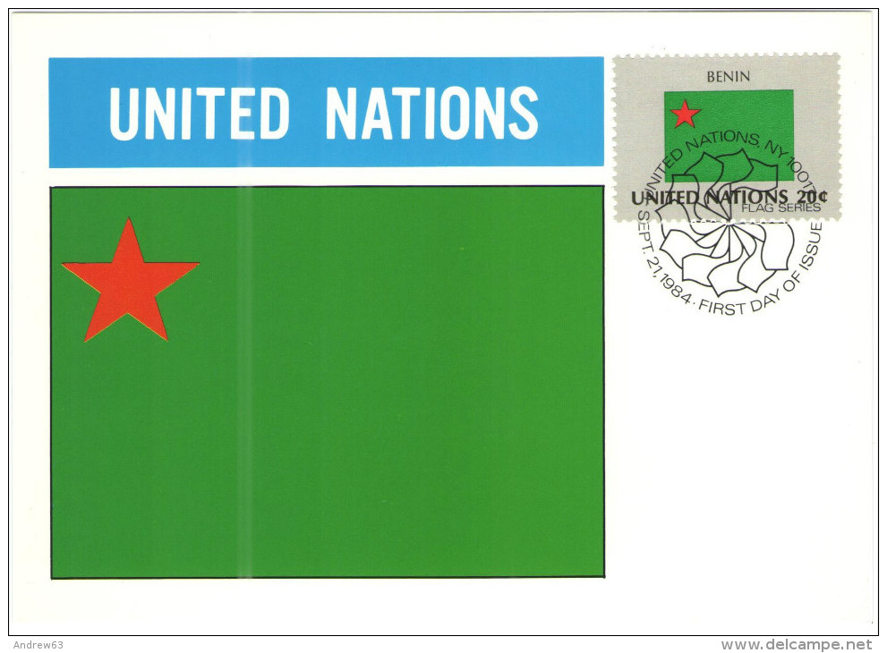 ONU - NAZIONI UNITE - UNITED NATIONS - NATIONS UNIES - 1984 - Flag Series, Benin - New York - FDC - Cartoline Maximum