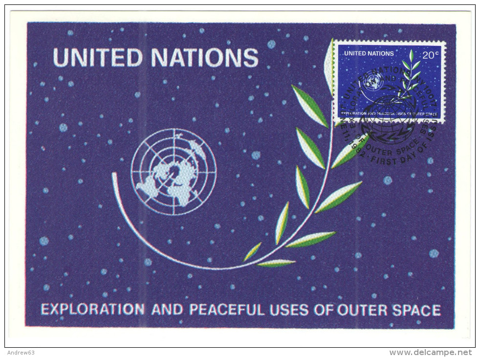 ONU - NAZIONI UNITE - UNITED NATIONS - NATIONS UNIES - 1982 - Exploration And Peaceful Uses Of Outer Space - Carte Ma... - Cartes-maximum
