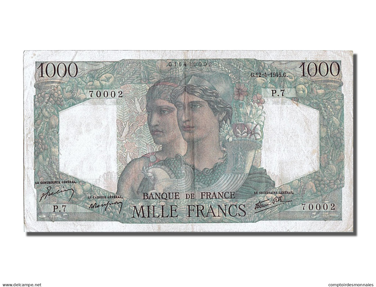 Billet, France, 1000 Francs, 1 000 F 1945-1950 ''Minerve Et Hercule'', 1945 - 1 000 F 1945-1950 ''Minerve Et Hercule''