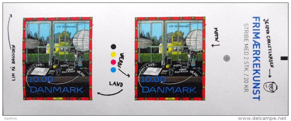 Demark 2015 Jesper Christiansen Painting. Stripe Of 2.  MiNr.1845    MNH (**)   ( Lot  5606 ) - Unused Stamps