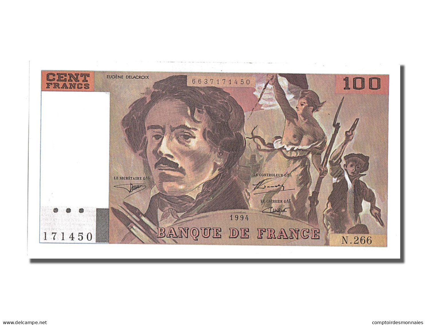 Billet, France, 100 Francs, 100 F 1978-1995 ''Delacroix'', 1994, NEUF - 100 F 1978-1995 ''Delacroix''