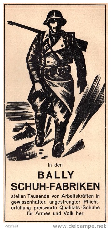 Original Werbung - 1939 - BALLY , Schuhfabrik , Schuhe Für Soldaten , Armee !!! - Publicités