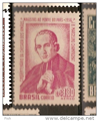 Brazil ** & 50 Years Of The Arrival Of The Marist Brothers In Northern Brazil, Marcellino Champagnat 1954 (68) - Poste Aérienne