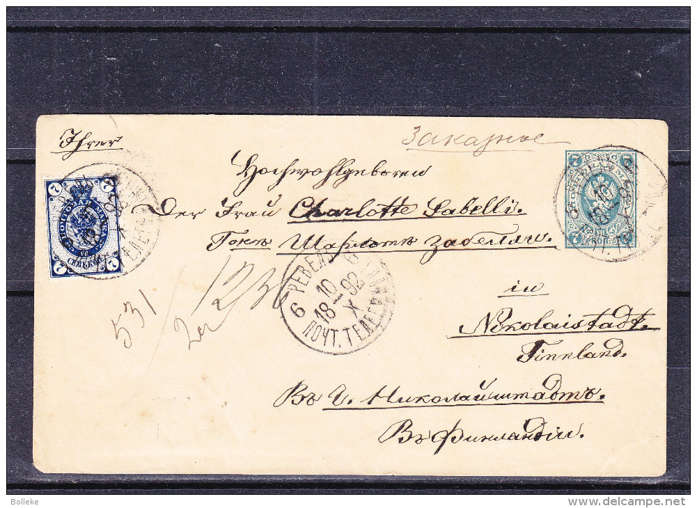 Russie - Estonie - Lettre De 1892 - Entier Postal - Oblitération Reval - Expédié Vers La Finlande - Nikolaistadte ? ? - Briefe U. Dokumente